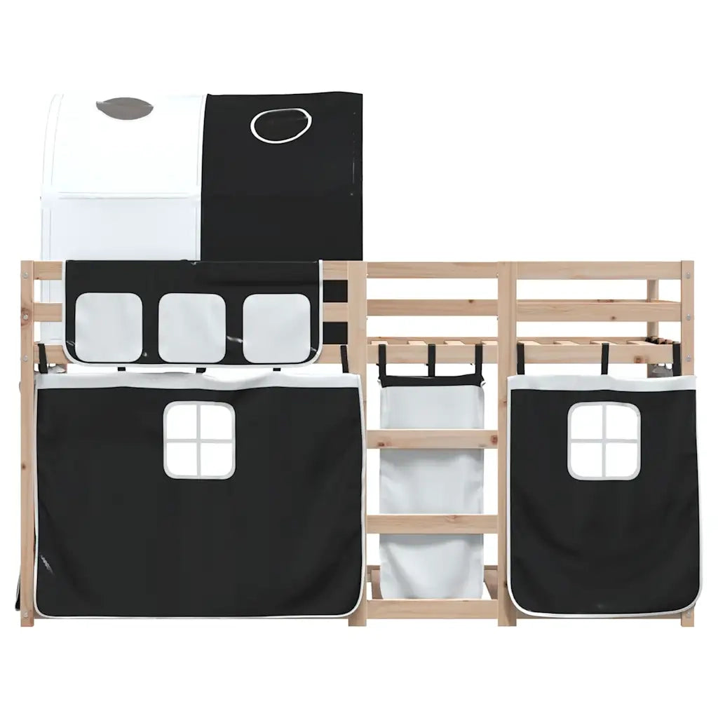 Letto a Castello senza Materasso-Struttura Letto a Castello Bianco e Nero 90x200cm in Pino 229598