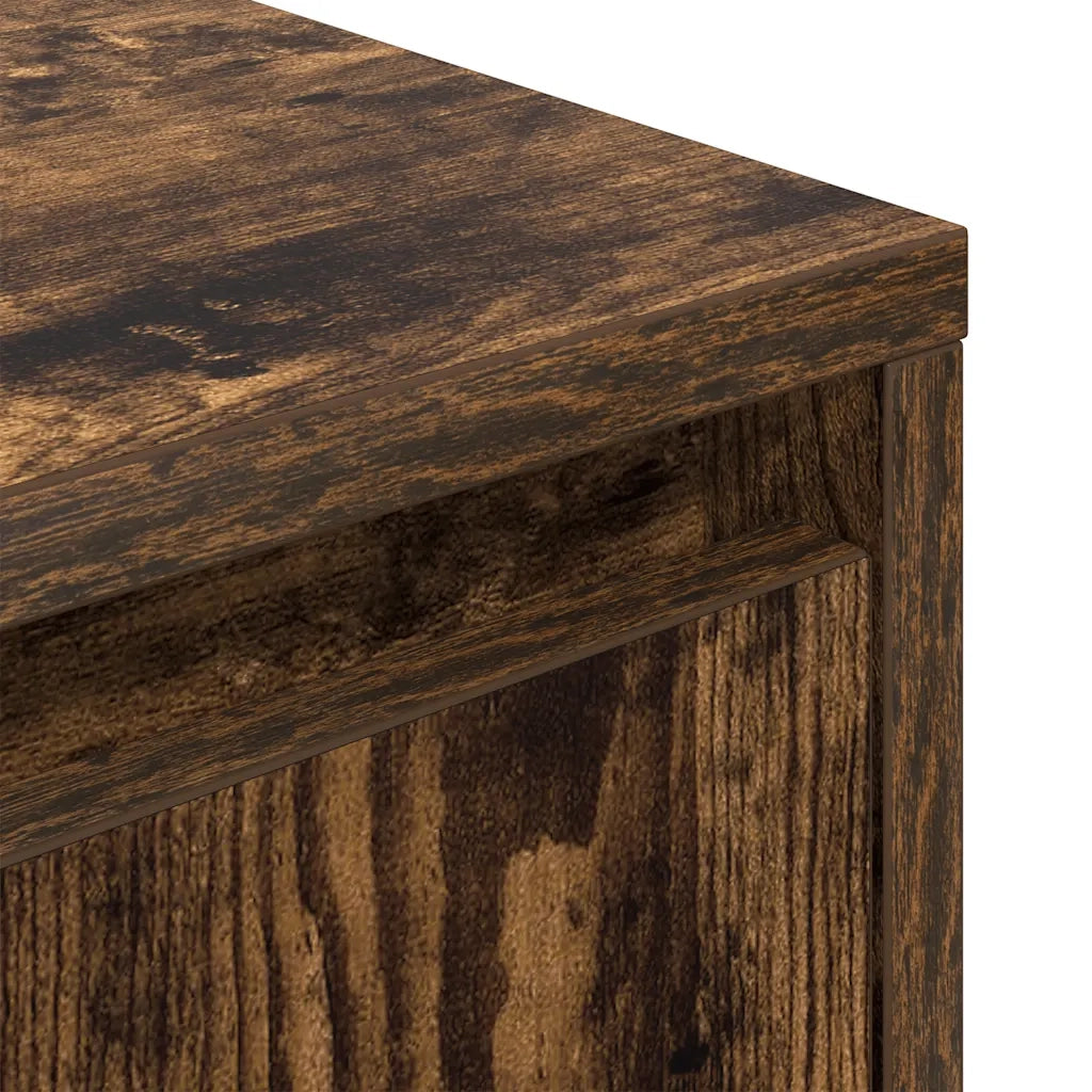 Comodino | Armadio da Notte | Mobiletto da notte con Luci LED Rovere Fumo 38x34x50 cm