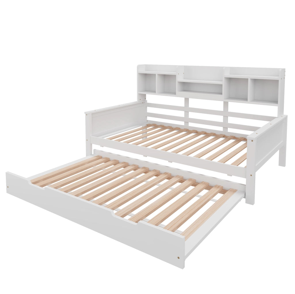 Letto multifunzione in legno con letto estraibile e vani contenitivi