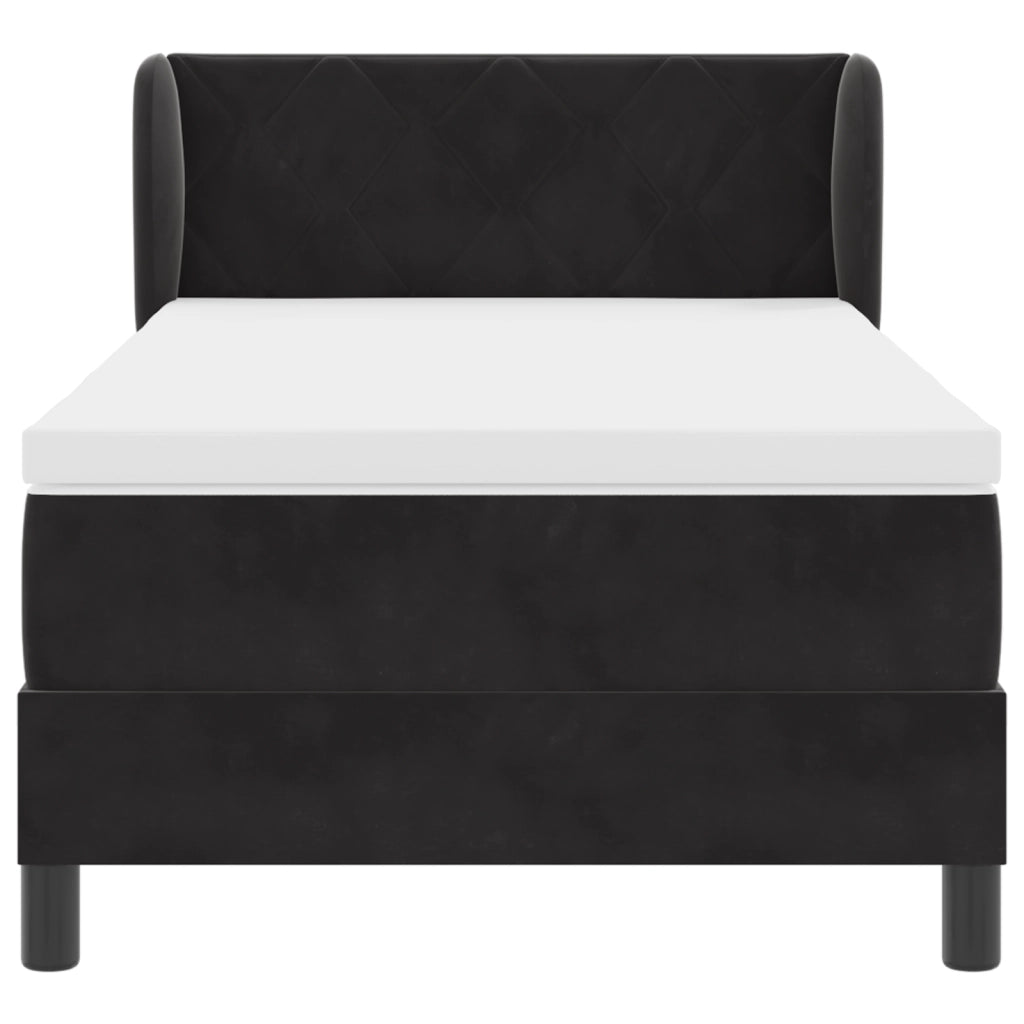 Letto Box Spring con Materasso Nero 90x190 cm Velluto
