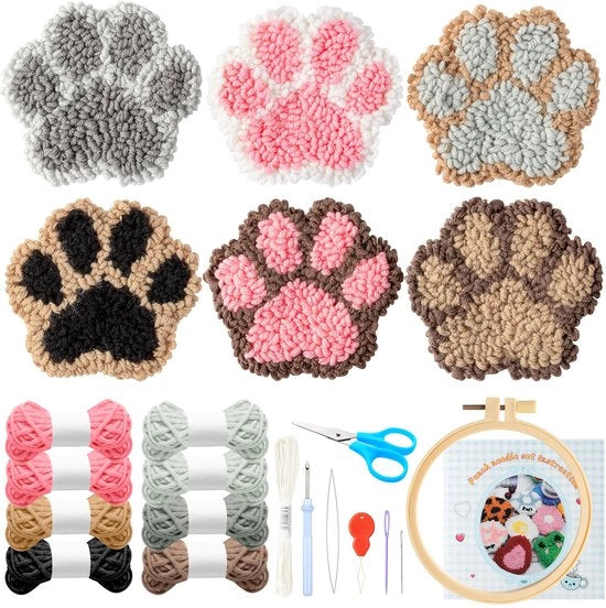 Kit di bordatura a punti per 22 pezzi con disegno di artiglio per kit di DIY per iniziare a bordare set di kit di bordatura per iniziare a bordare sottopanno per artigianato e hobby sottopanno per aghi da bordatura