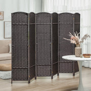 Paravento pieghevole in legno e tessuto polipropilene, marrone, 240 x 1,6 x 170 cm