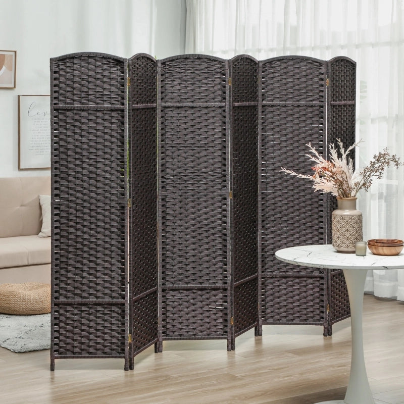 Paravento pieghevole in legno e tessuto polipropilene, marrone, 240 x 1,6 x 170 cm