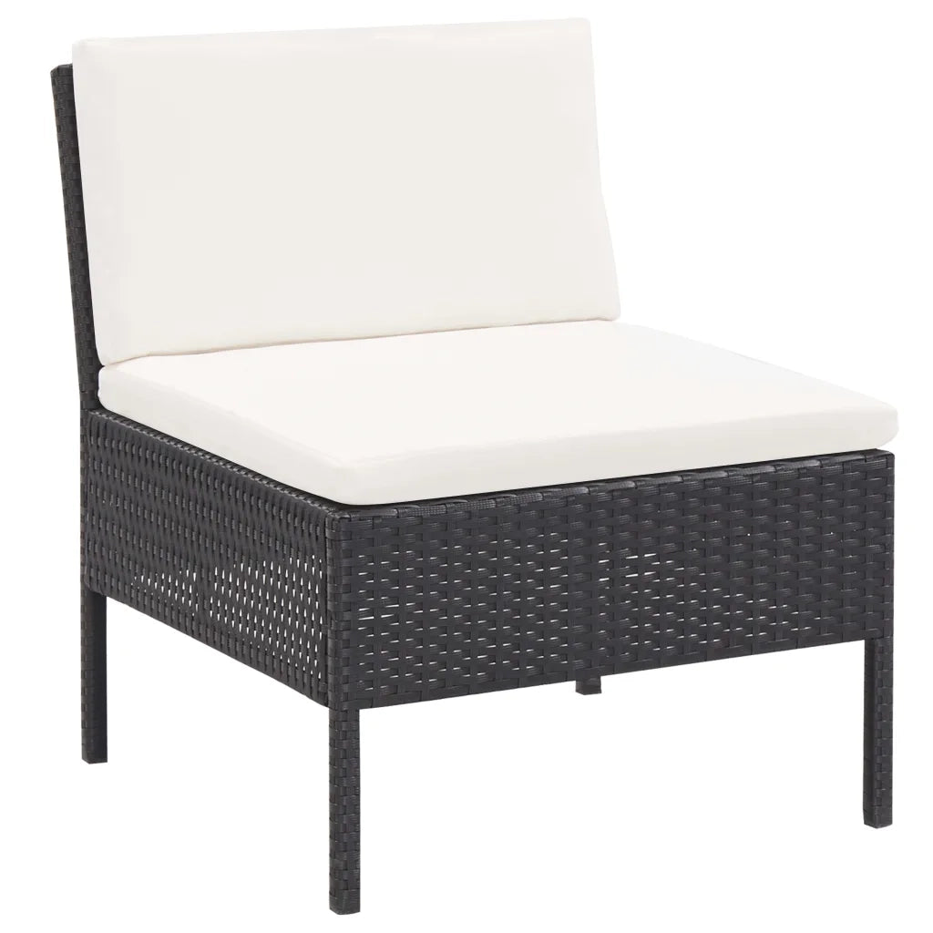 Set Divani da Giardino 6 pz con Cuscini in Polyrattan Nero 48936
