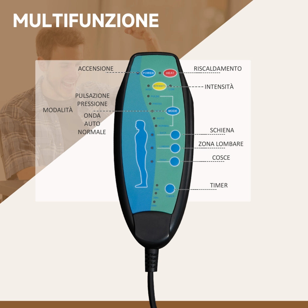 Sedia da Ufficio Presidenziale Massaggiante e Riscaldante 62x70x113-120 cm con Poggiapiedi Crema