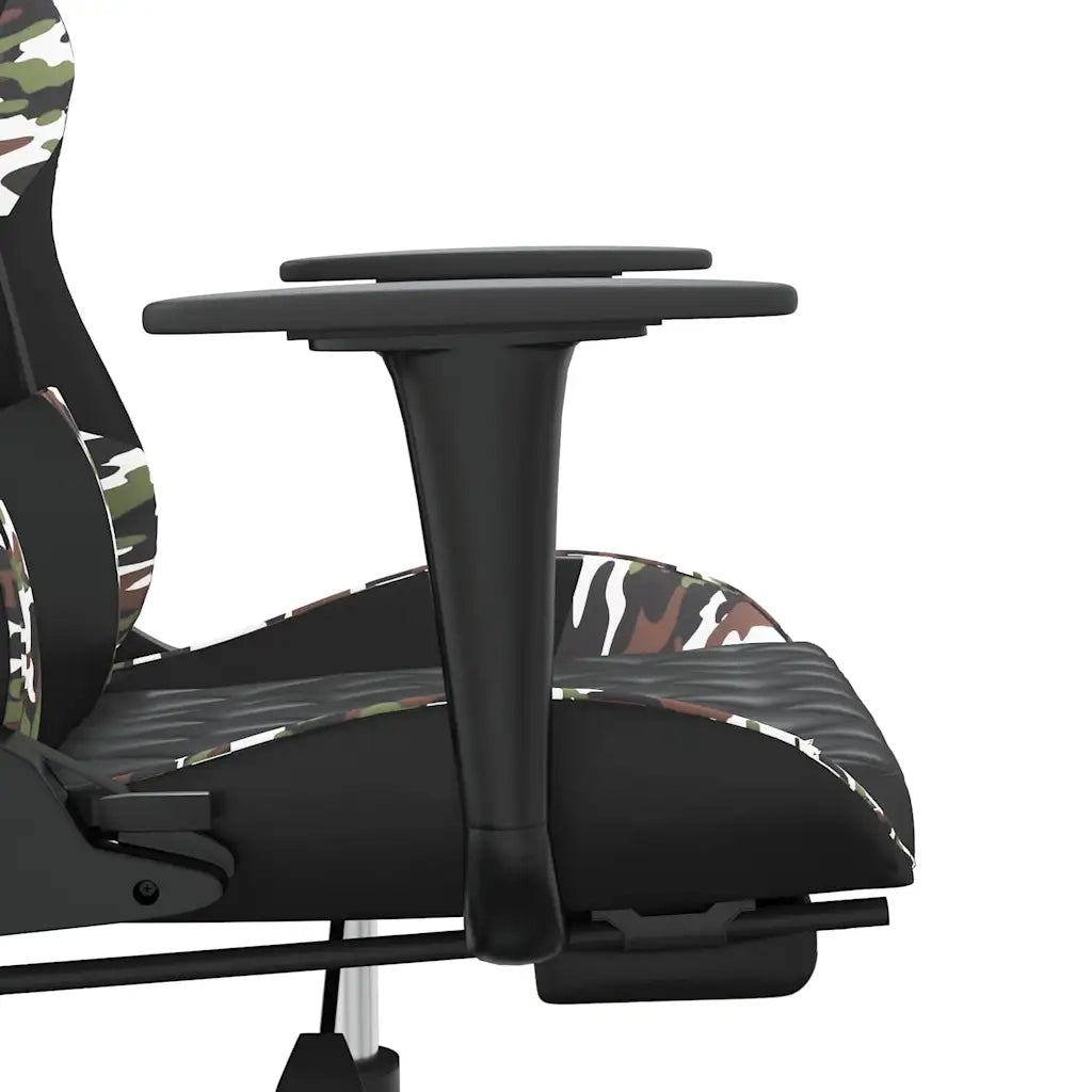 Sedia Gaming | Sedia da e-sports Massaggio Poggiapiedi Nero e Mimetico Similpelle