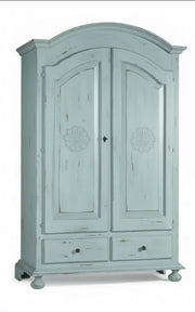 Armadio 2 porte shabby legno azzurro consumato 125x61x200 - Mobili 2G