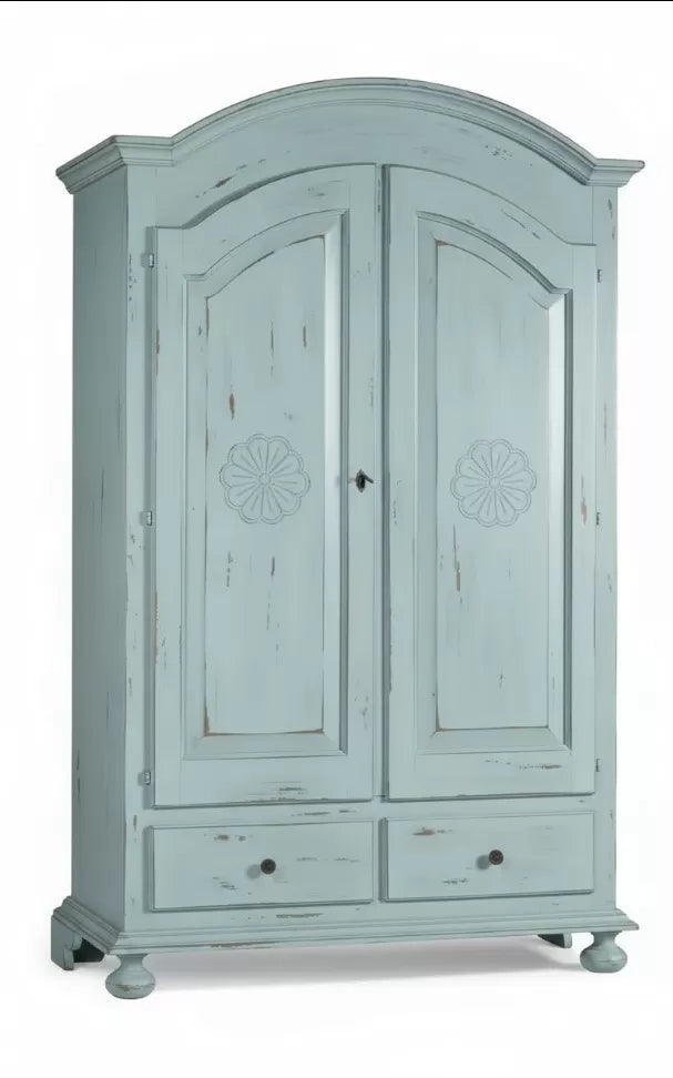 Armadio 2 porte shabby legno azzurro consumato 125x61x200 - Mobili 2G