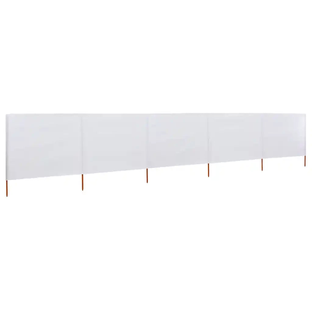 Paravento a 5 Pannelli in Tessuto 600x80 cm Bianco Sabbia CFW6928384