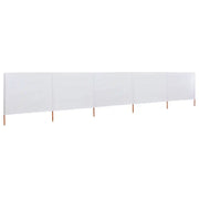 Paravento a 5 Pannelli in Tessuto 600x80 cm Bianco Sabbia CFW6928384
