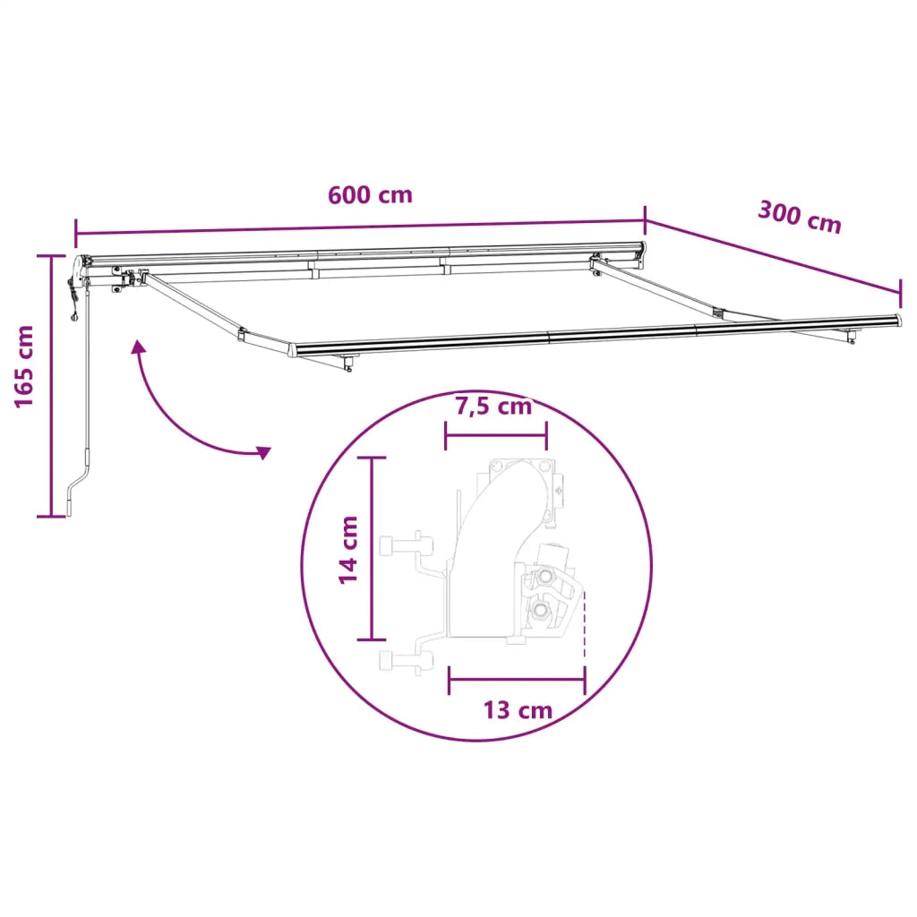 Tenda retrattile Tortora 600 × 300 cm Tessuto e Alluminio 3426491