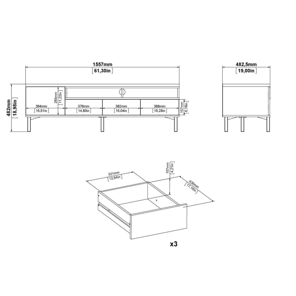 Mobile porta TV Rosata, Credenza da soggiorno, Armadio basso per TV, Base parete attrezzata, 156x48 h48 cm, Nero e Noce