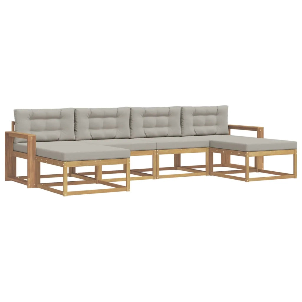 Set di divani da esterno 6 pz Bianco e Grigio Chiaro 3386835