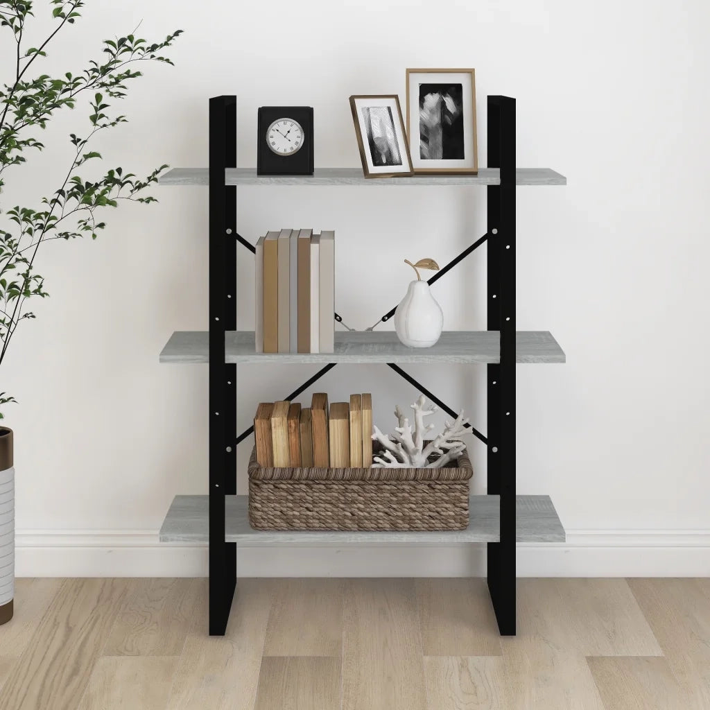 Libreria-Scaffale per Libri-Mobile di Stoccaggio Grigio Sonoma 80x30x105 cm in Legno Multistrato
