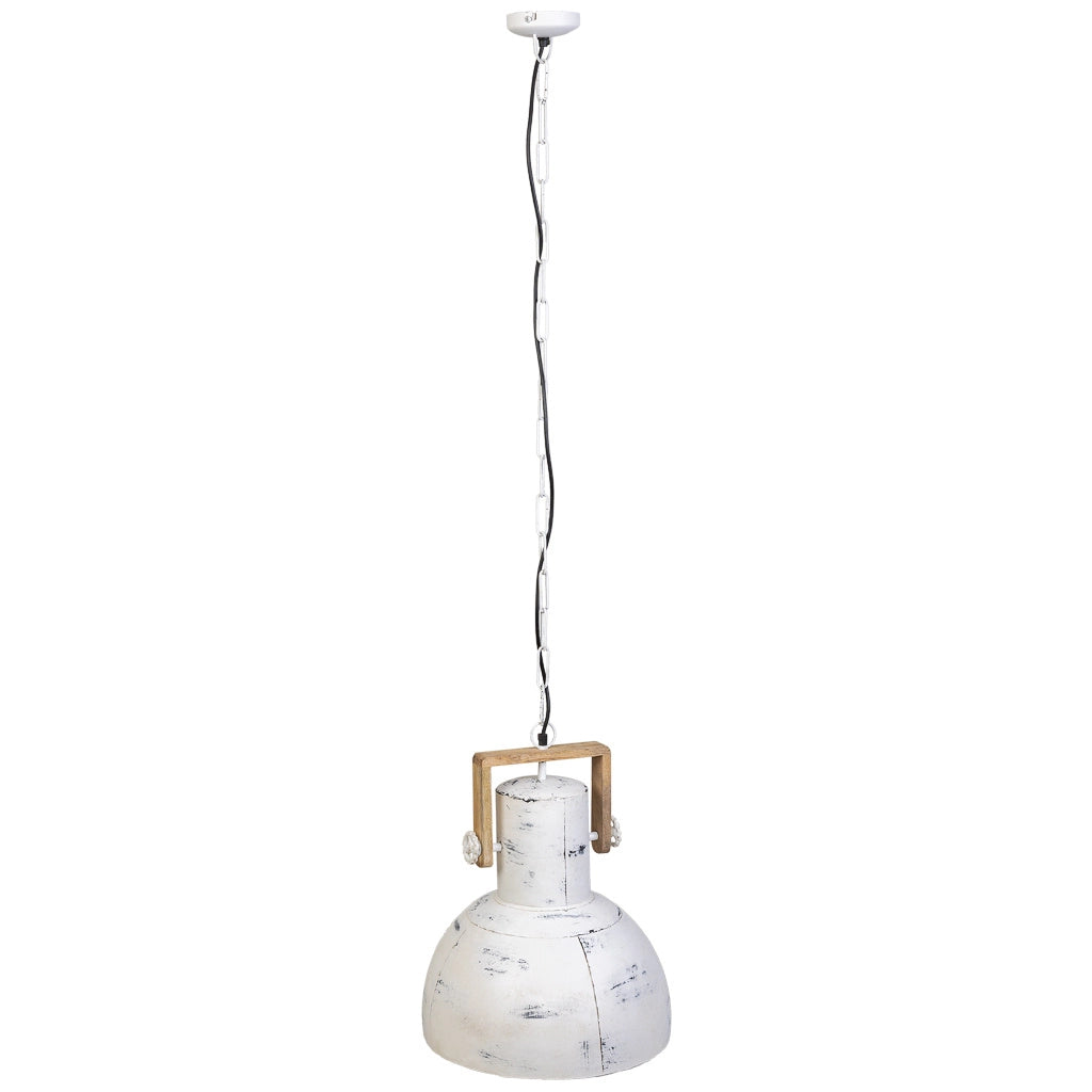 Plafoniera in legno bianco e metallo 41x41x52h