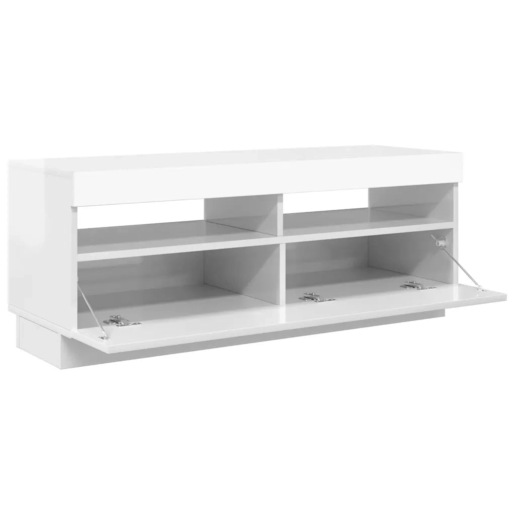Mobile Porta TV con Luci LED Bianco Lucido 100x35x40 cm 804460