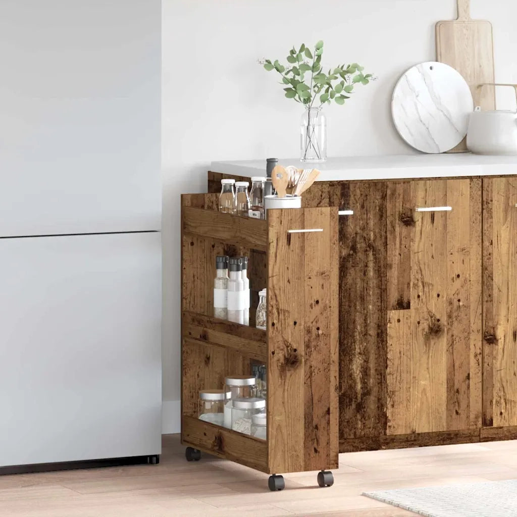 Armadietto con ruota Legno vecchio 60 x 22 x 79 cm 869138