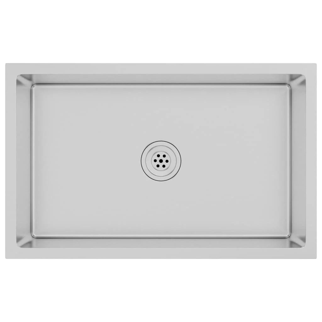 Lavello da cucina fatto a mano lavandino da bagno per interni 70 x 44 cm acciaio inox argentato 02_0002467