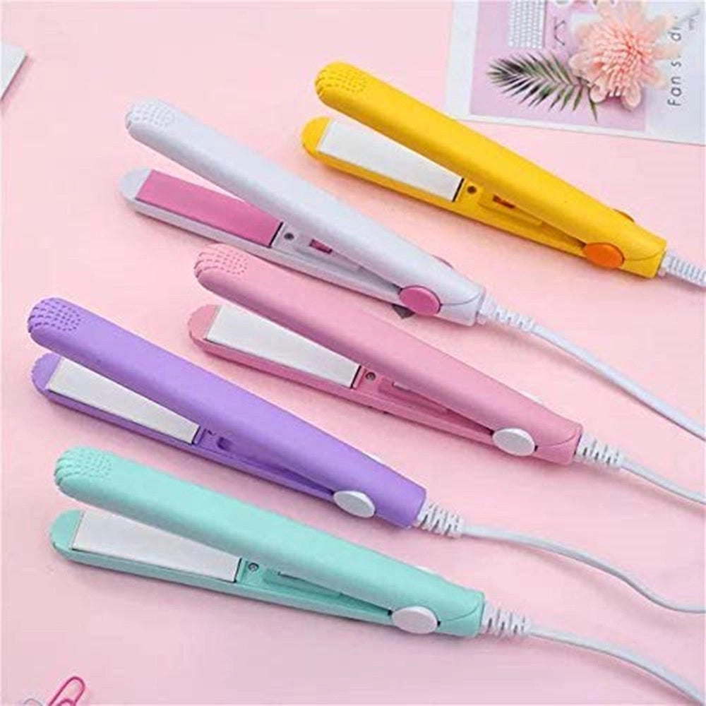 Trade Shop - Mini Piastra Per Capelli Portatile Professionale Con Contenitore Plastica Per Donne Ragazze -