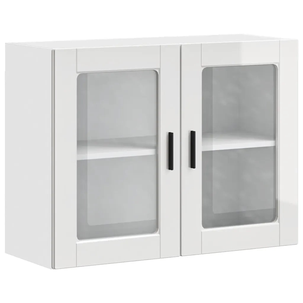 Pensile da Cucina con Porta in Vetro Porto Bianco Lucido 854089