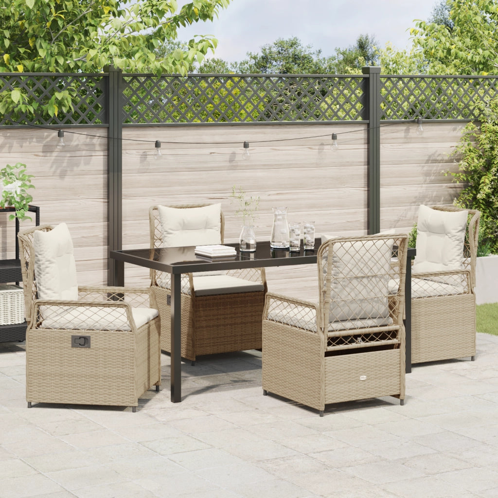 Set di Mobili da Giardino da 5 Pezzi Beige Polyrattan