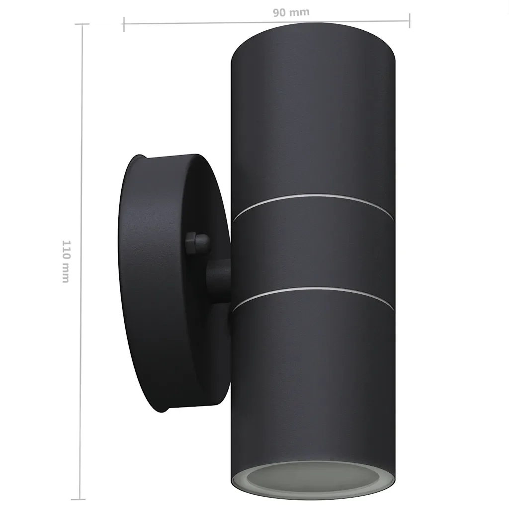 Set di 2 applique da esterno a LED dal design moderno 90 x 16 cm luce diffusa acciaio inox nero 02_0045870
