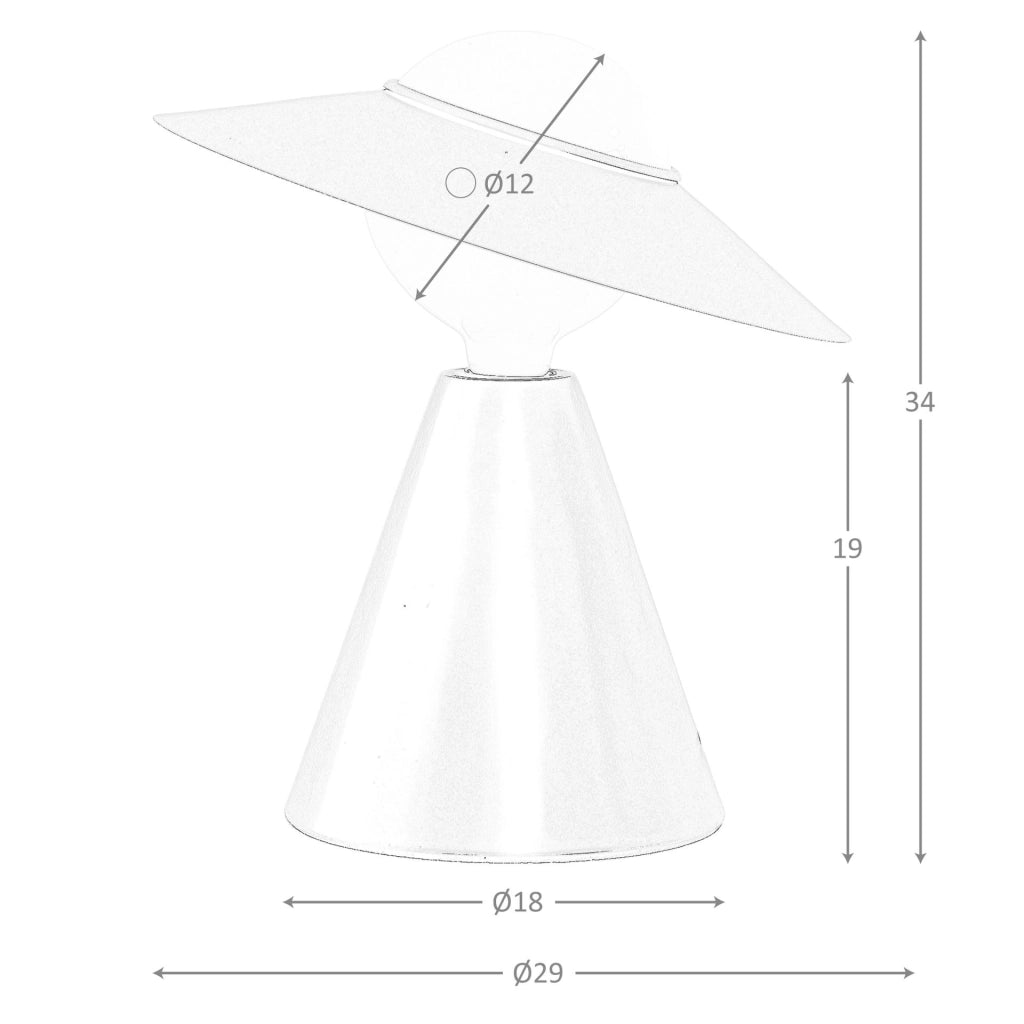 Lampada da tavolo in vetro bianco e acciaio nero