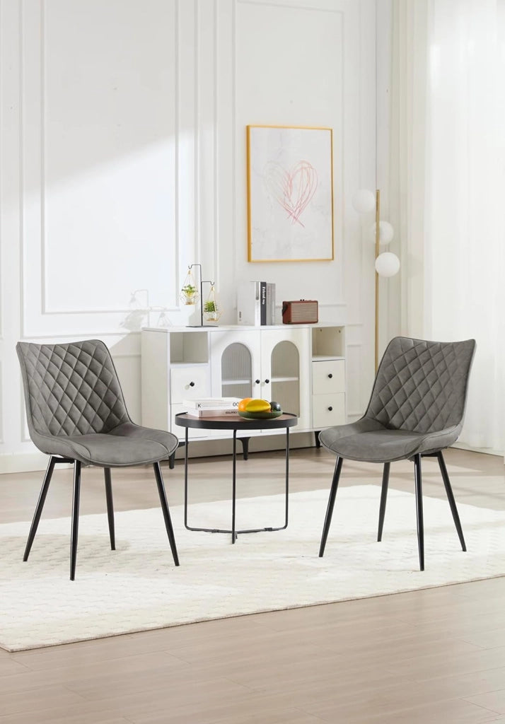 set di 2 sedie sala da pranzo sedie cucina moderne sedie imbottite Adatte per Sala Pranzo, Soggiorno, Camera da Letto Estetica in Ecopelle Grigio scuro Metallo BH210dgr-2