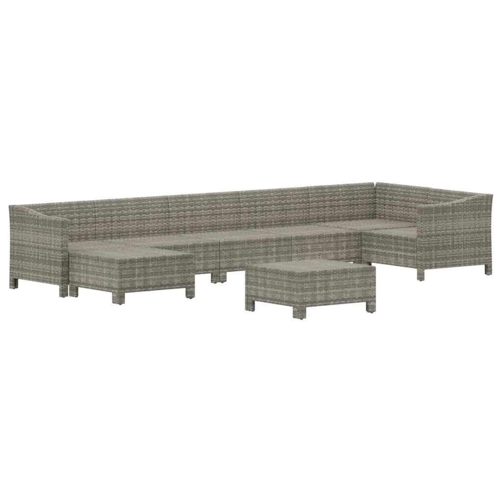 Set Divani da Giardino 8 pz con Cuscini in Polyrattan Grigio 3187294