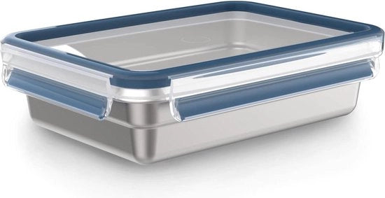 Contenitore di conservazione in acciaio inossidabile a 12 litri - rettangolare - resistente alla lavastoviglie - resistente al forno - contenitore di conservazione Clip & Close per congelatore