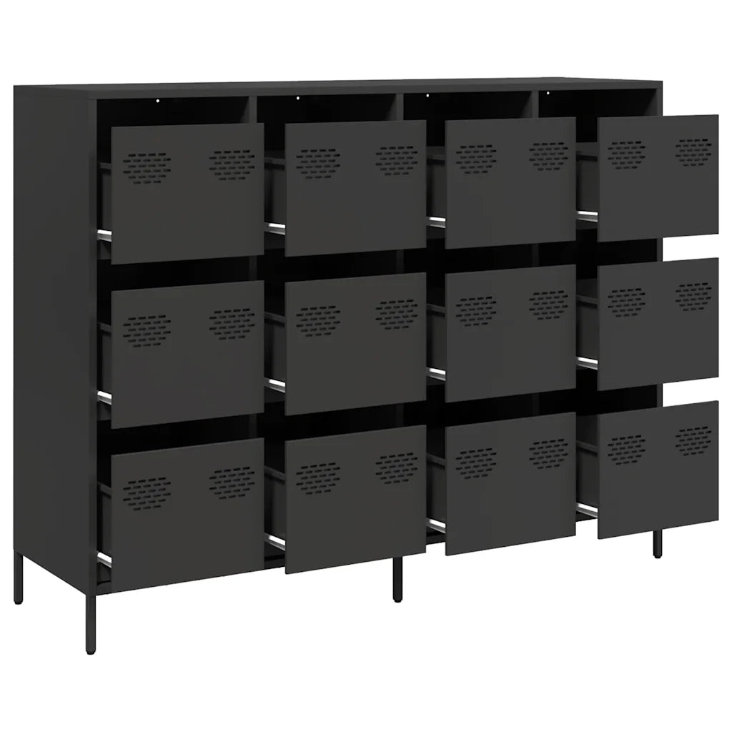 Credenza Nera 135x39x103,5 cm in Acciaio Laminato a Freddo 3307173