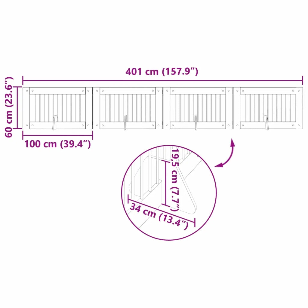 Cancello per cani pieghevole con supporti 4 pz 401 cm 892120