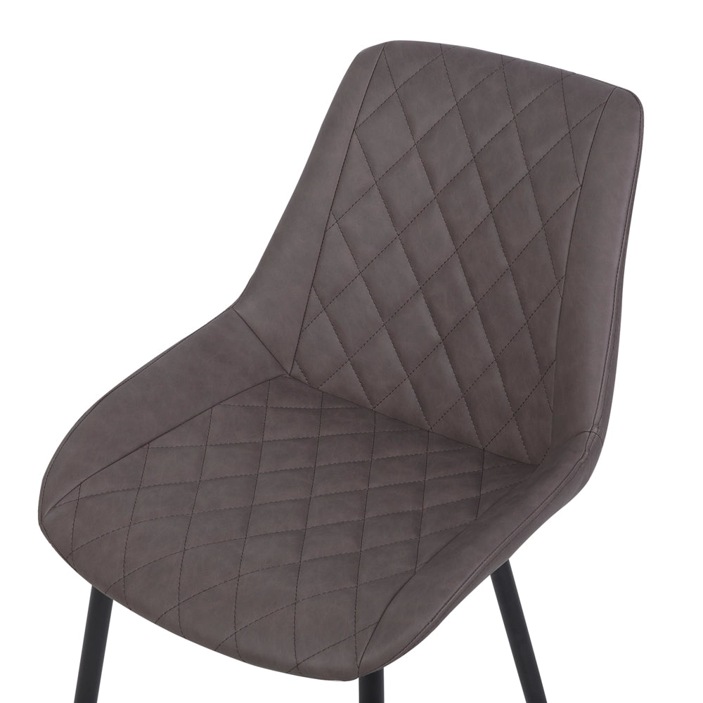 Set di 2 sedie da pranzo Cucina con rivestimento trapuntato in ecopelle marrone