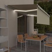 Tenda Sole Retrattile Manuale Parasole LED 5x3 m Crema 3069342