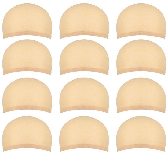 Pruicaps in Nylon - 12 pezzi - Cappe pruiche per capelli - Flessibili/Elastiche - Aderenti/Respiranti - Leggere/Comode - Colore della pelle - Cappe per capelli