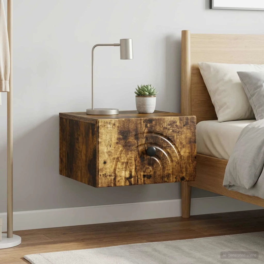 Mobiletto da notte a muro 2 pcs Rovere Fumo 33 x 34,5 x 20 cm 898096
