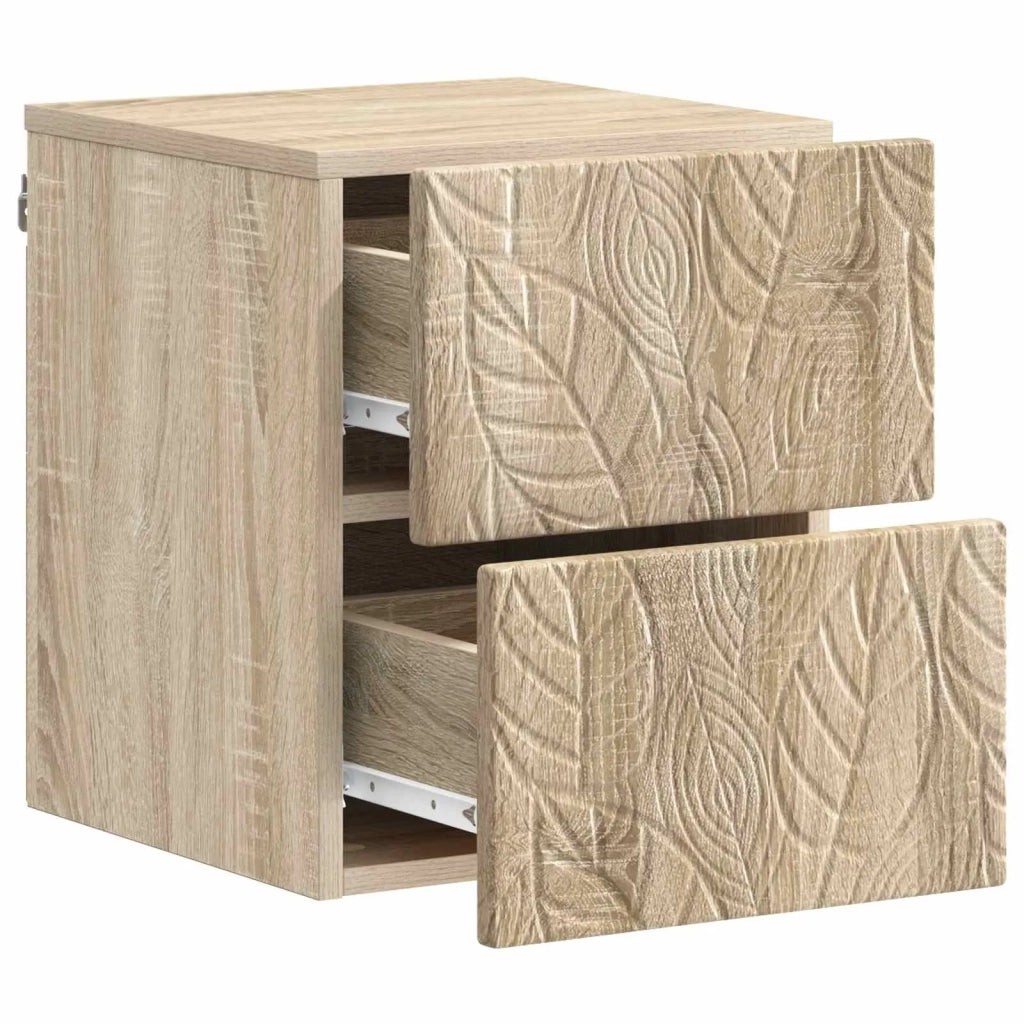 Mobiletto da notte a muro Rovere Sonoma 34,5 x 33 x 40 cm