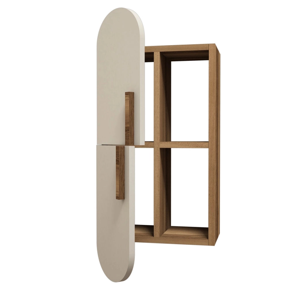 Mensola da parete in legno "Rose" - 35 x 22 x 60 cm - Noce crema