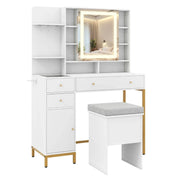 Toeletta con specchio illuminato 98 x 40 x 138,5 cm stazione di ricarica integrata design elegante in MDF bianco 20_0011520