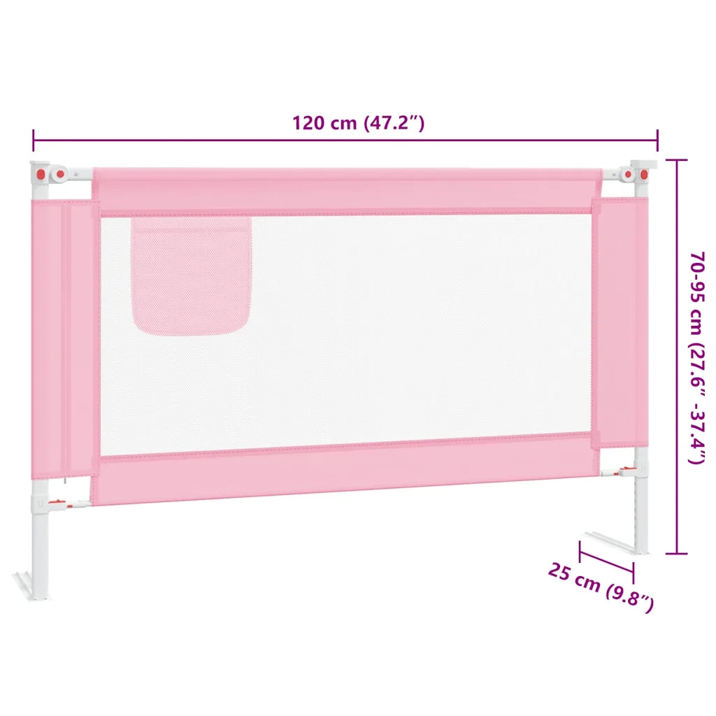Sponda Letto di Sicurezza per Bambini Rosa 120x25 cm Tessuto 10200