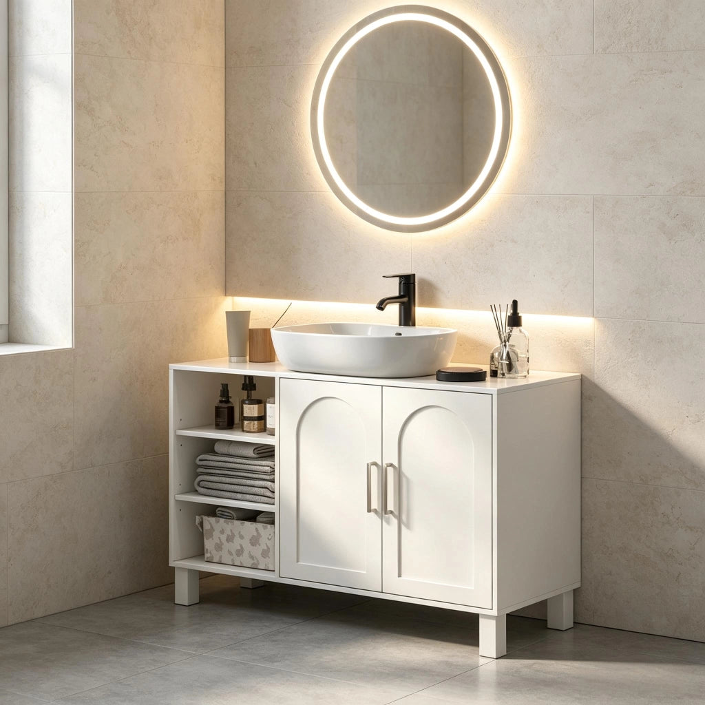 MOBILE SOTTOLAVABO 90 x 30 x 63 cm Crema MDF e pannello truciolare