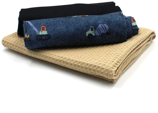 Set di tessuti wafelpiqué e cotone coordinati con tessuto a wafel 100% cotone Tex Standard 100 (set per veicoli da costruzione 41)