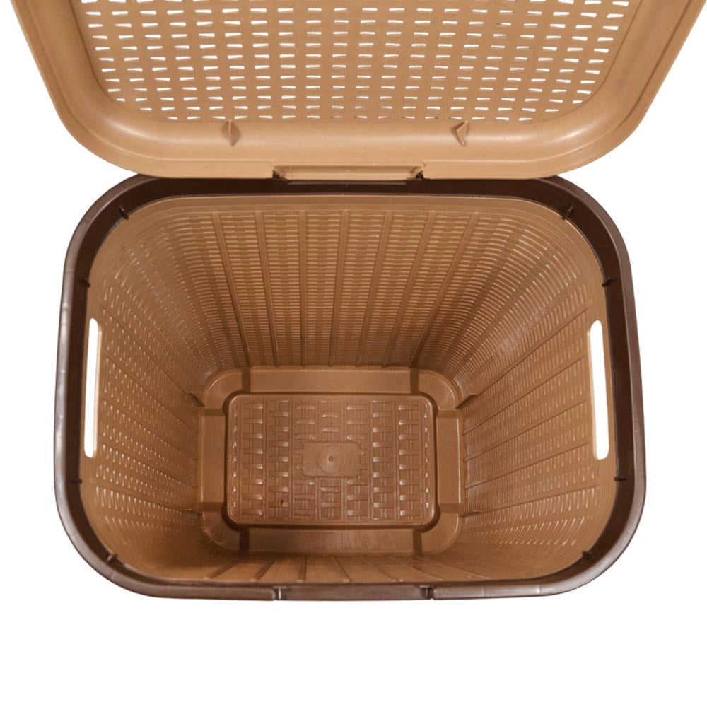 Cesta cestone portabiancheria in plastica con coperchio marrone cm44 x 33 x h 57
