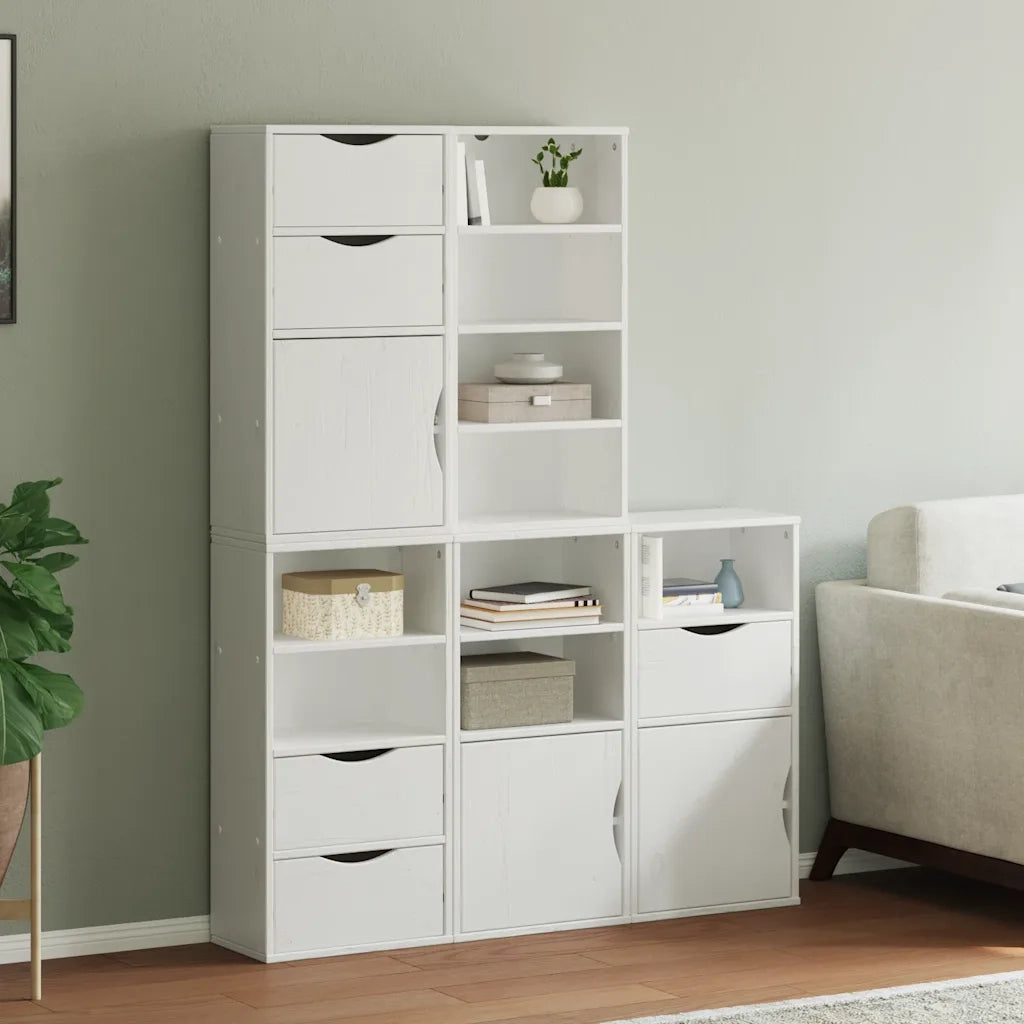 Armadietti Laterali 5 pz ODDA Bianco 40x24x79 cm Legno di Pino 3365367