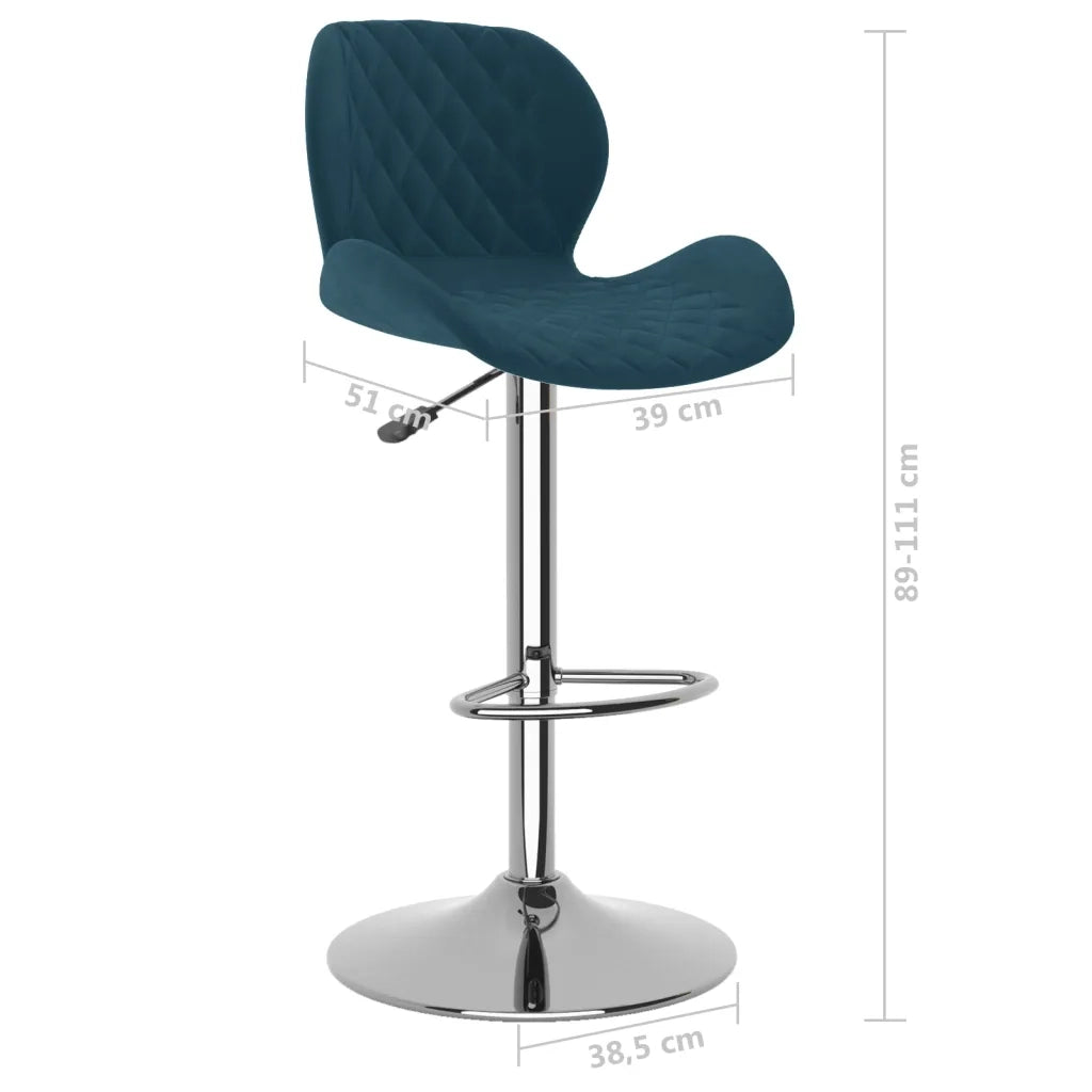 Sgabelli da Bar 2 pz Blu in Velluto