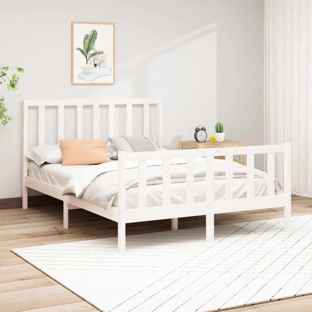 Giroletto senza Materasso-Struttura Letto Bianco 140x200 cm Legno Massello Pino 163085