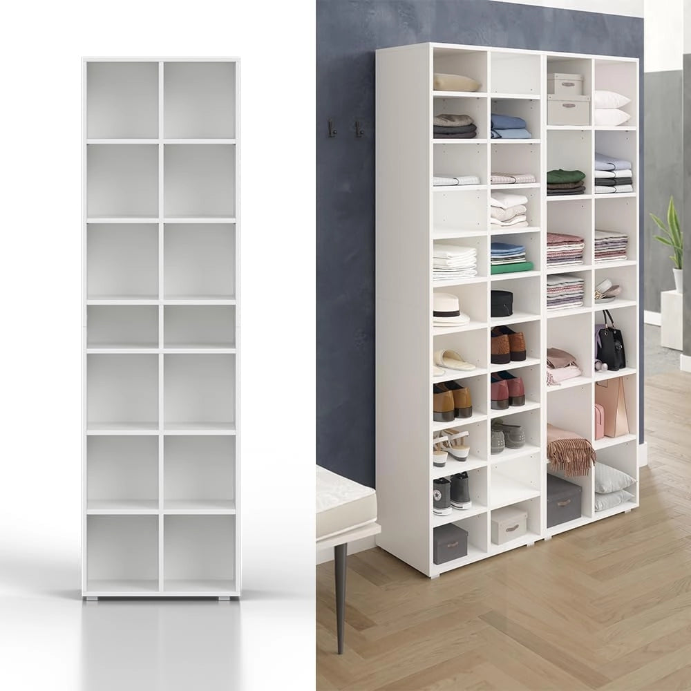 Scarpiera Paris, Bianco, 52.4 x 183.3 cm 22 scomparti