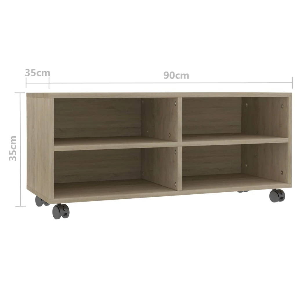 Mobile TV multimediale scaffale TV credenza mobile TV sala da pranzo soggiorno camera da letto con rotelle legno ingegnerizzato rovere Sonoma marrone 02_0026936