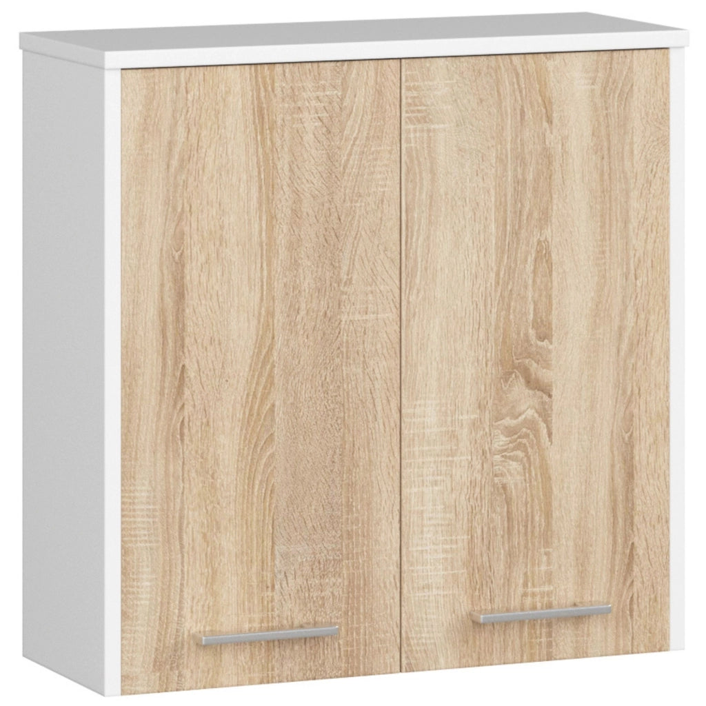 Mobile bagno sospeso AKORD FIN Bianca 60 cm 2 ante inserto frontale Sonoma Quercia 60x22,5x60 cm