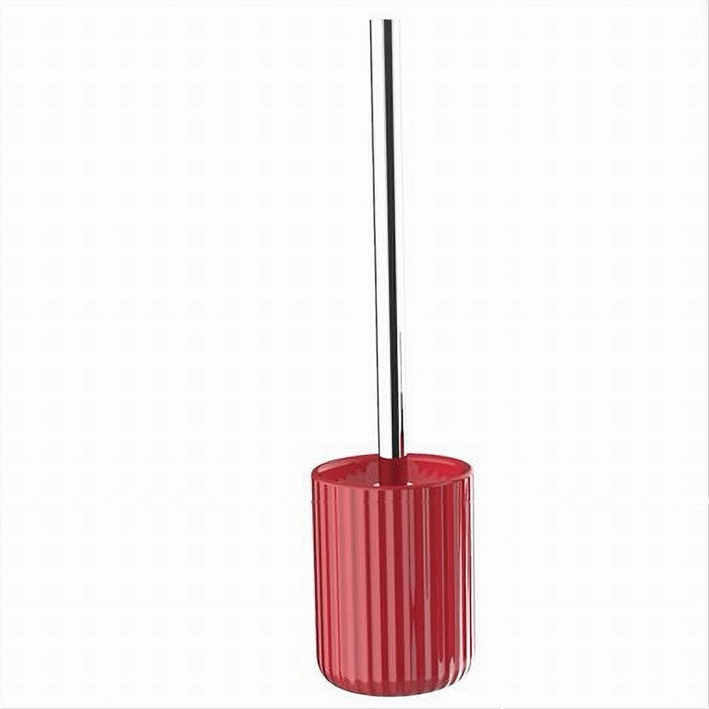 Trade Shop - Portascopino Arredo Per Bagno Wc Toilette Rosso Rigato Con Scopino Completo 69914 -